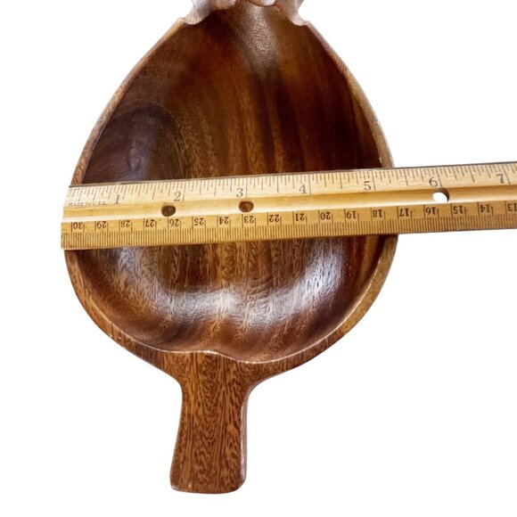 Vintage Monkey Pod Philcraft Pineapple Wood Carved Small Rounded Oval Bowl - Picture 5 of 7